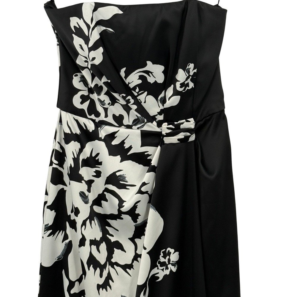 White‎ House Black Market Floral Strapless Satin Blend Dress Size 0 - Picture 2 of 7